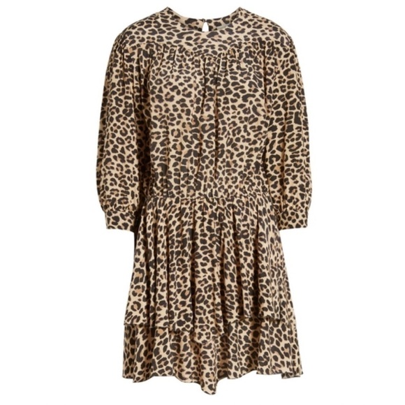 Zadig Voltaire Rooka Leopard Print Shirred Mini Dress Size S - Picture 6 of 16